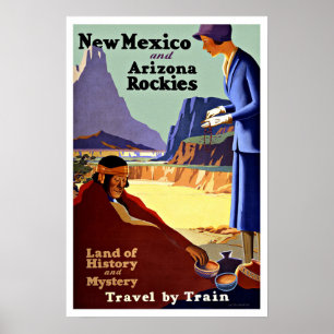 Póster Viagens vintage New mexico e arizona Montanhas