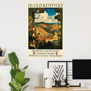 Poster Viagens vintage, no Antigo Kentucky, NC Wyeth