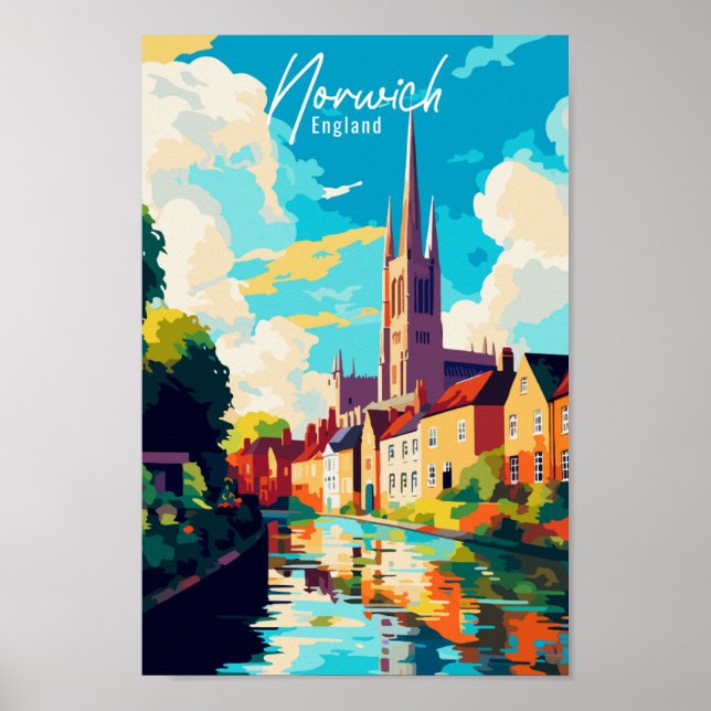 Poster Viagens vintage Norwich England (Frente)