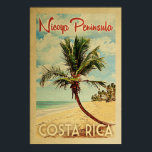 Poster Viagens vintage Palm-Tree Nicoya Peninsula<br><div class="desc">Um moderno século de médio da Península de Nicóya Costa Rica impressão no estilo de poster viagens vintage. Ele apresenta uma palmeira curva na praia arenosa com oceano sob um céu azul nublado.</div>
