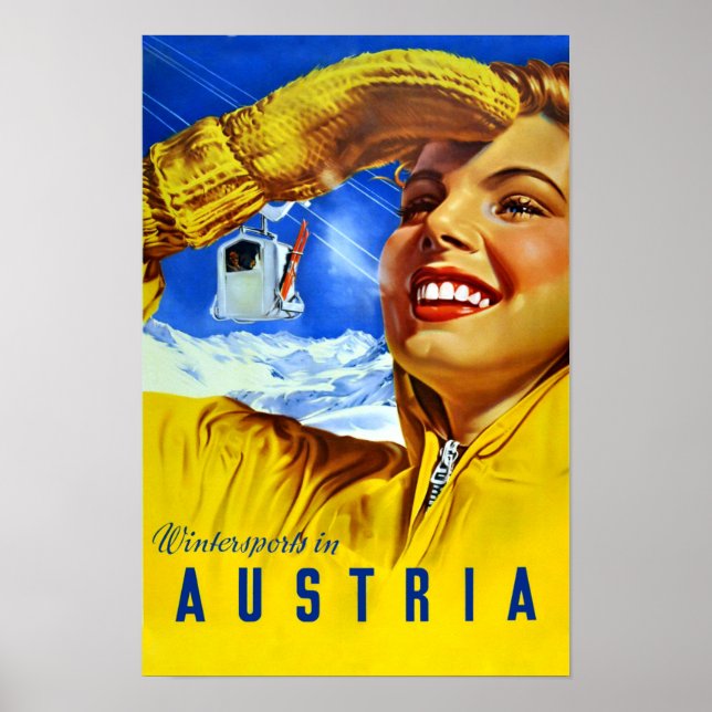 Poster Viagens vintage para a Áustria (Frente)