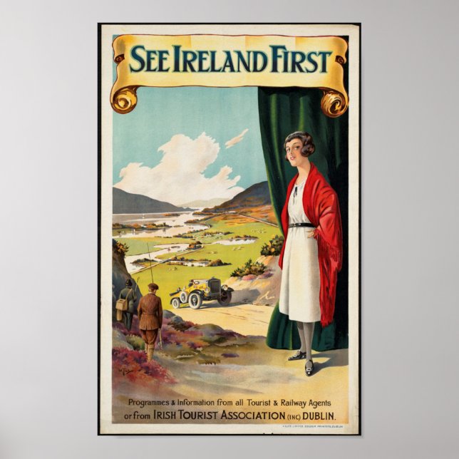 Poster Viagens vintage para a Irlanda (Frente)