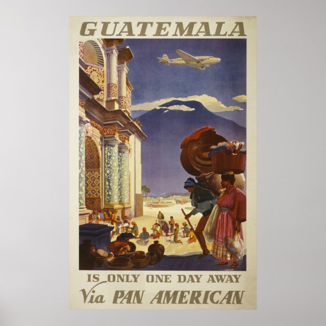 Poster Viagens vintage Para Guatemala (Frente)