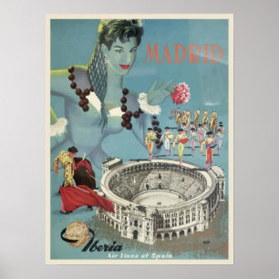 Poster Viagens vintage para Madrid, Espanha