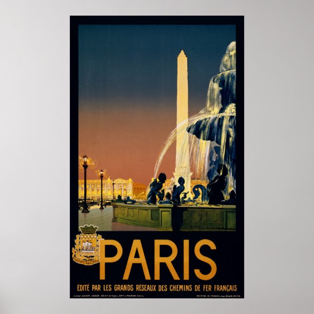Póster Viagens vintage - Paris França (Frente)