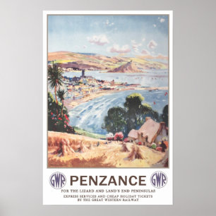 Poster Viagens vintage, Penzance.