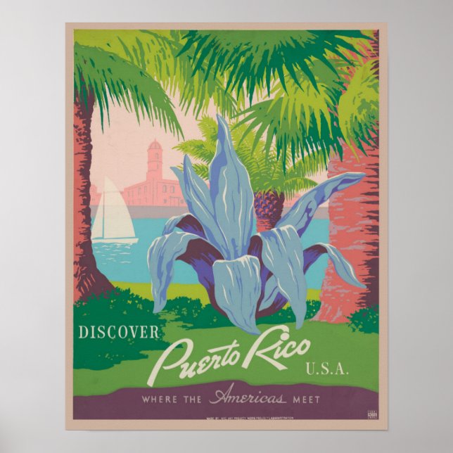 Poster Viagens vintage Porto Rico (Frente)