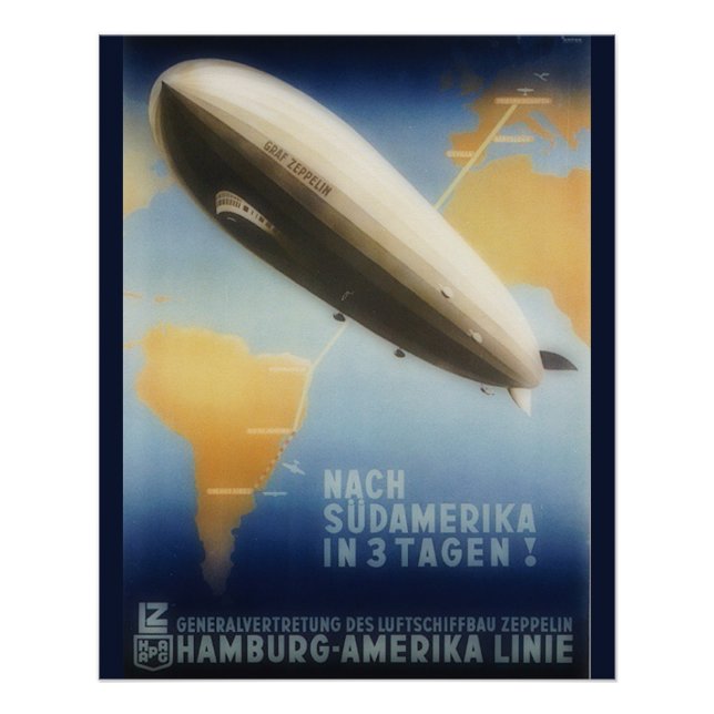 Póster Viagens vintage - Poster do Graf Zeppelin (Frente)