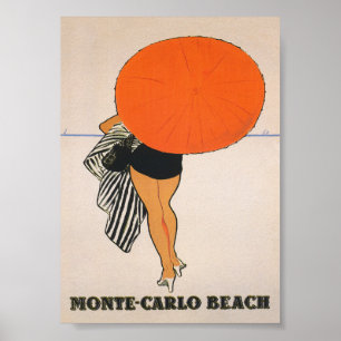 Poster Viagens vintage Retro Praia de Monte Carlo