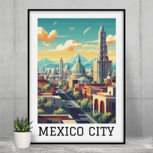 Poster Viagens vintage Retroativa CDMX da Cidade do Méxic