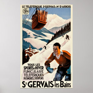 Poster Viagens vintage - Rua Gervais - Les Bains - Franç