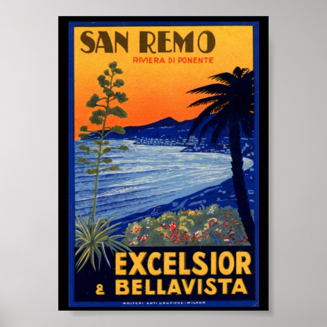 Póster Viagens vintage San Remo Excelsior Itália (Frente)
