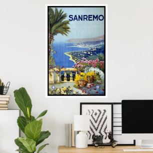 Poster Viagens vintage, San Remo, Italia, italiano
