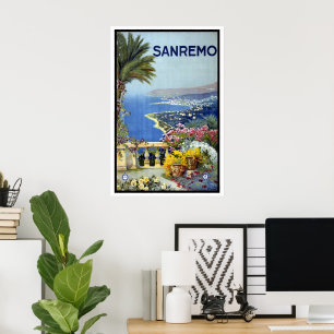 Poster Viagens vintage, San Remo, Italia, italiano