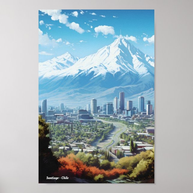 Poster Viagens vintage Santiago Chile (Frente)