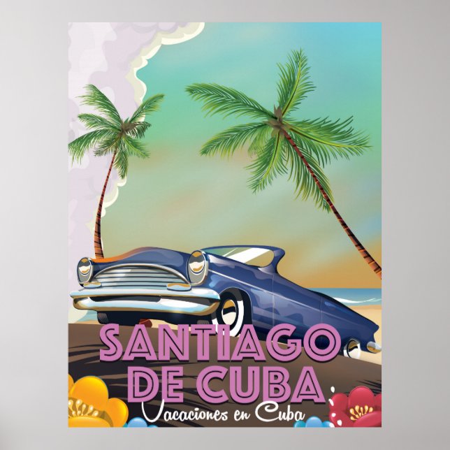 Póster Viagens vintage Santiago de Cuba (Frente)