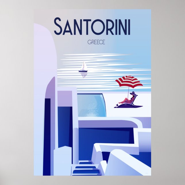 Poster Viagens vintage Santorini (Frente)