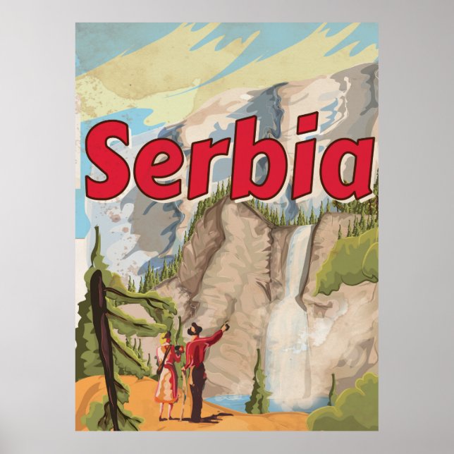 Póster Viagens vintage Sérvia (Frente)