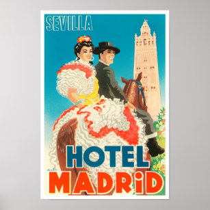 Poster Viagens vintage Seville Hotel Madrid