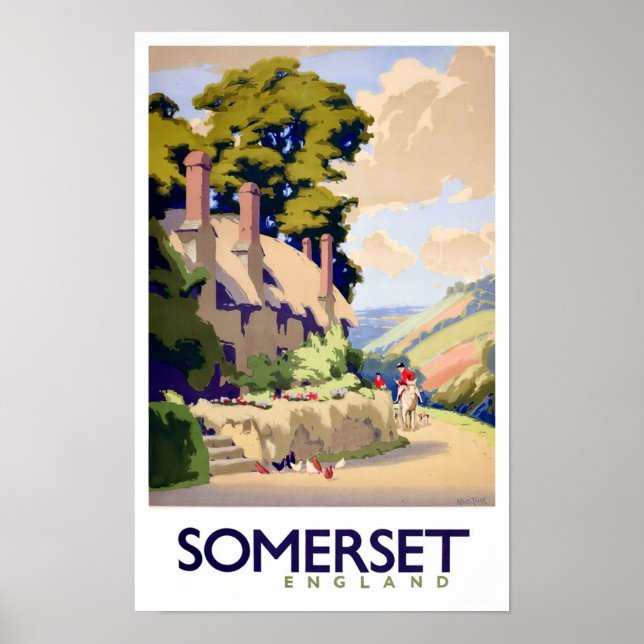 Poster Viagens vintage Somerset England (Frente)