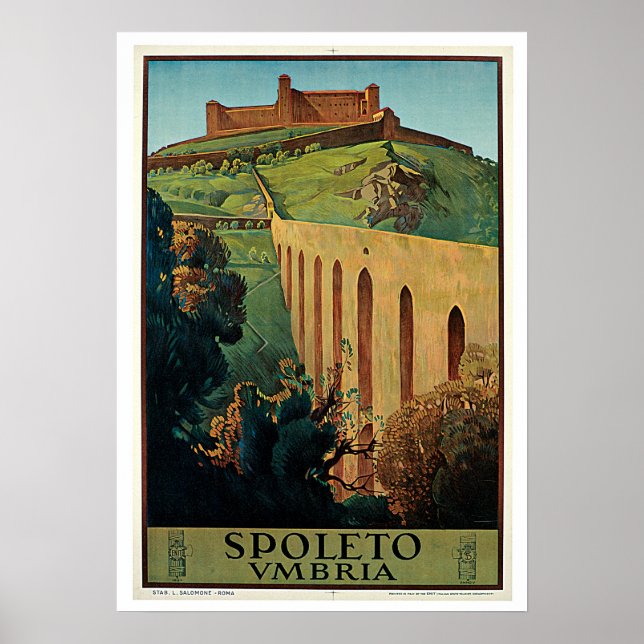 Poster Viagens vintage,Spoleto Itália (Frente)
