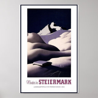 Póster Viagens vintage Steiermark Alpino Mountain