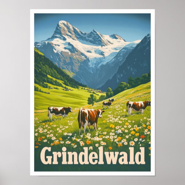 Poster Viagens vintage Suiça Grindelwald (Frente)