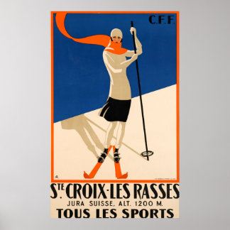Póster Viagens vintage Suíça Ste Croix Et Les Rass