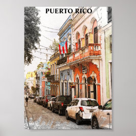 Poster Viagens vintage surpreendente em Porto Rico