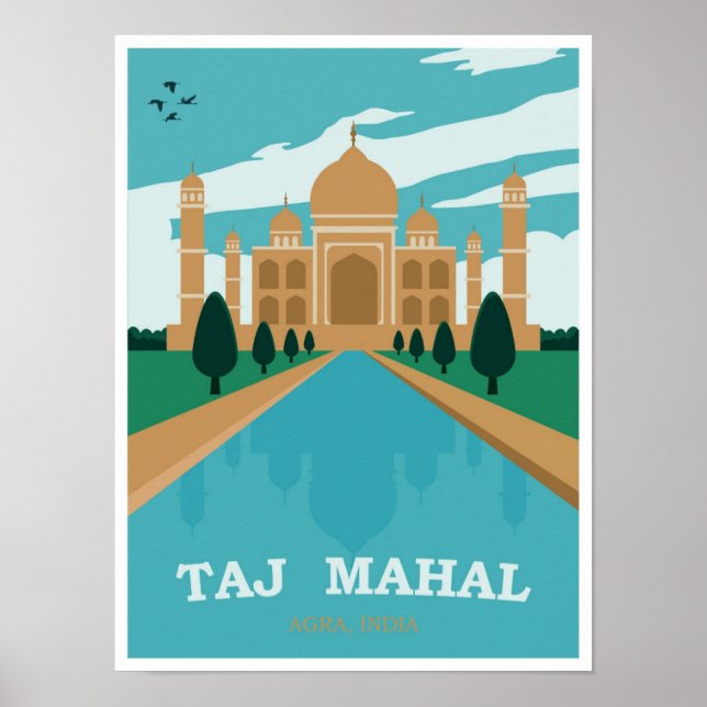 Poster Viagens vintage Taj Mahal India (Frente)