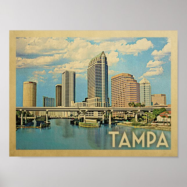 Póster Viagens vintage Tampa (Frente)