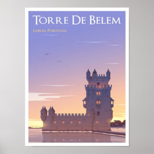 Poster Viagens vintage Torre de Belem Lisboa Portugal