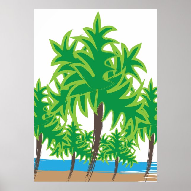 Poster Viagens vintage tropical das Palmeiras (Frente)