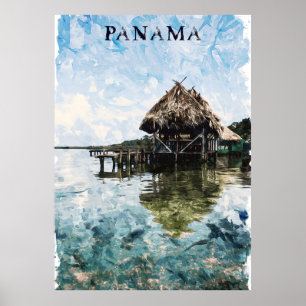 Poster Viagens vintage Tropical do Panamá Bocas Del Toro