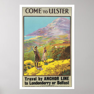 Póster Viagens vintage Ulster Ireland