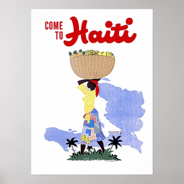 Póster Viagens vintage Vem Para O Haiti (Frente)