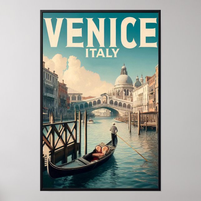 Poster Viagens vintage Veneza Itália (Frente)