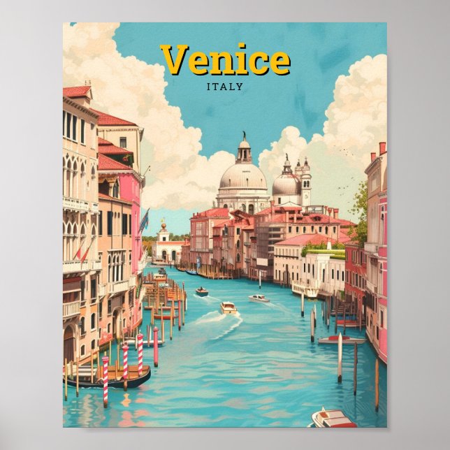 Poster Viagens vintage Veneza Itália (Frente)