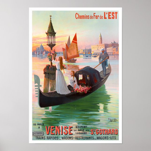 Poster Viagens vintage Veneza Itália (Frente)