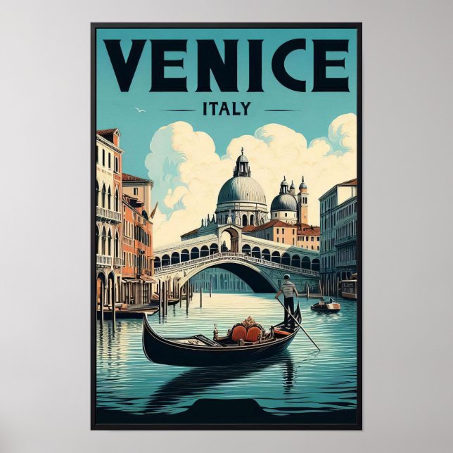 Poster Viagens vintage Veneza Itália (Frente)