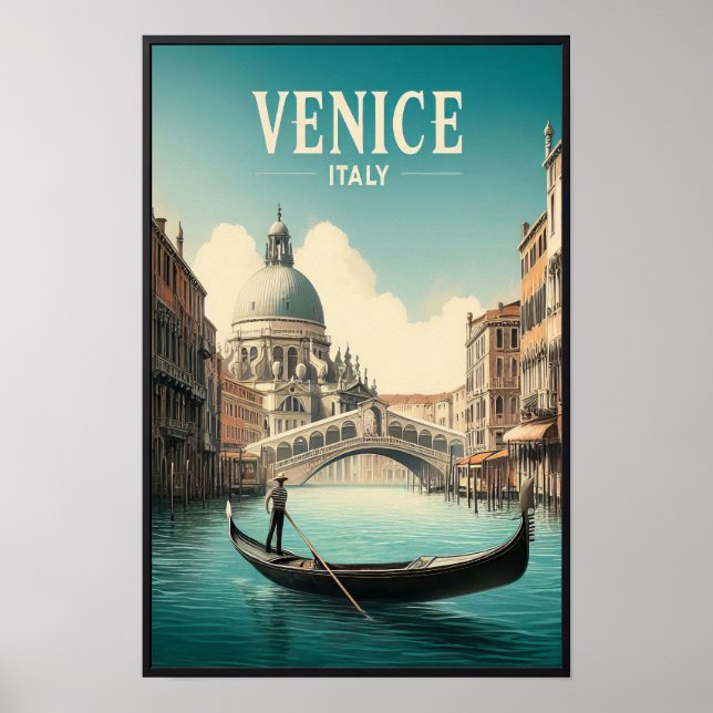 Poster Viagens vintage Veneza Itália (Frente)