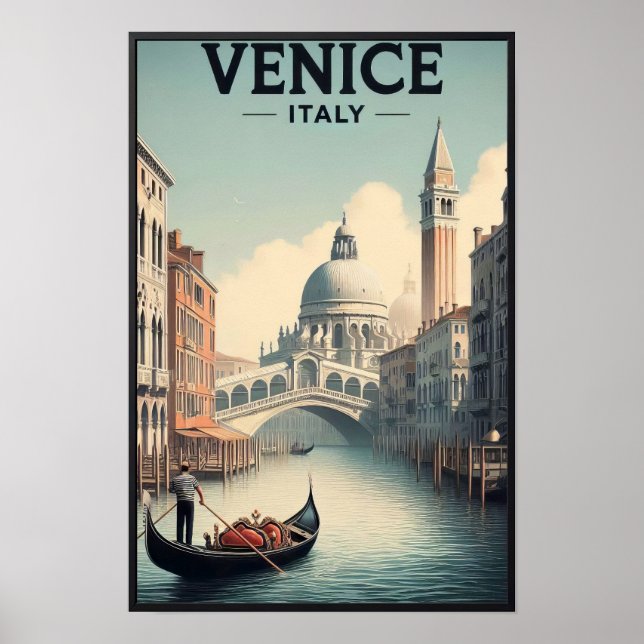 Poster Viagens vintage Veneza Itália (Frente)