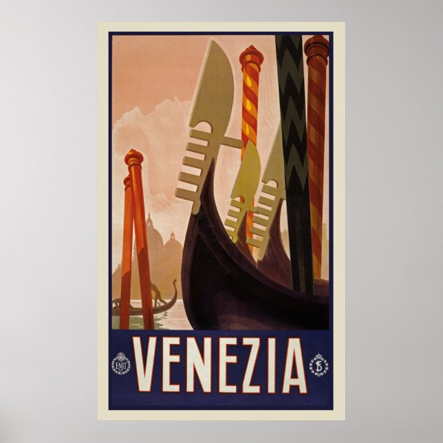 Póster Viagens vintage Venezia Itália (Frente)