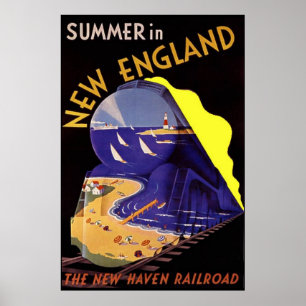 Póster viagens vintage / Verão em Nova Inglaterra