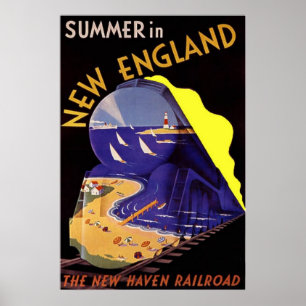 Poster Viagens vintage / Verão em Nova Inglaterra