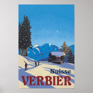 Poster Viagens vintage Verbier Suiça