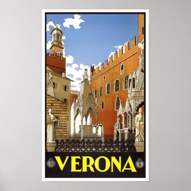 Poster Viagens vintage Verona Itália (Frente)