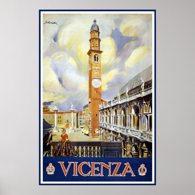 Poster Viagens vintage Vicenza Itália (Frente)