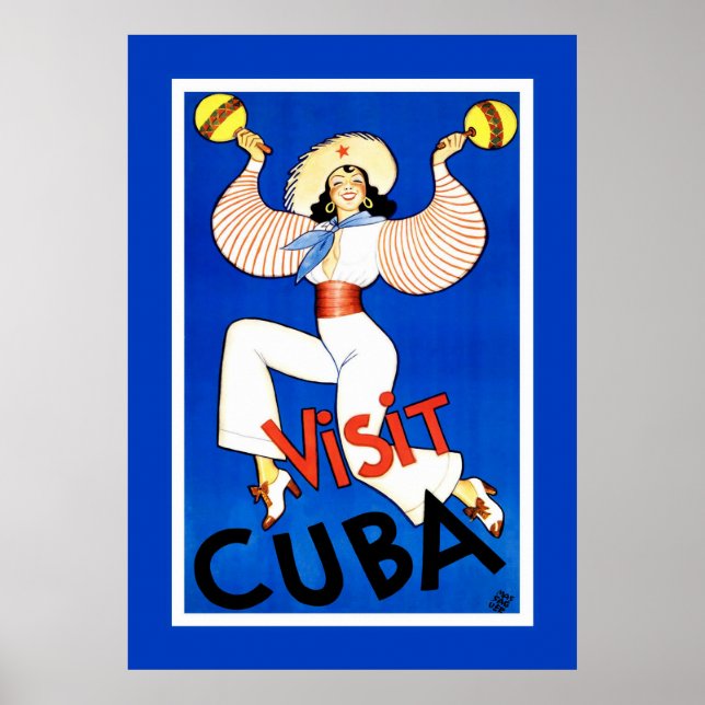 Poster Viagens vintage "Visite Cuba" (Frente)
