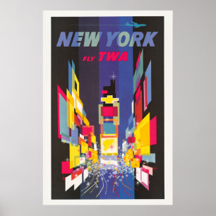 Poster Viagens vintage, Voadora Twa, Nova Iorque